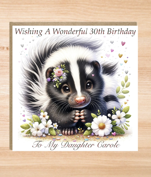 Personalised Skunk Birthday Card