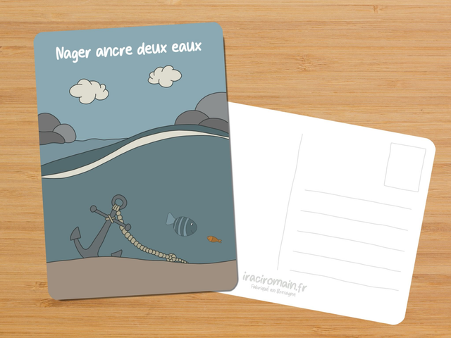 Carte postale " Nager ancre deux eaux "