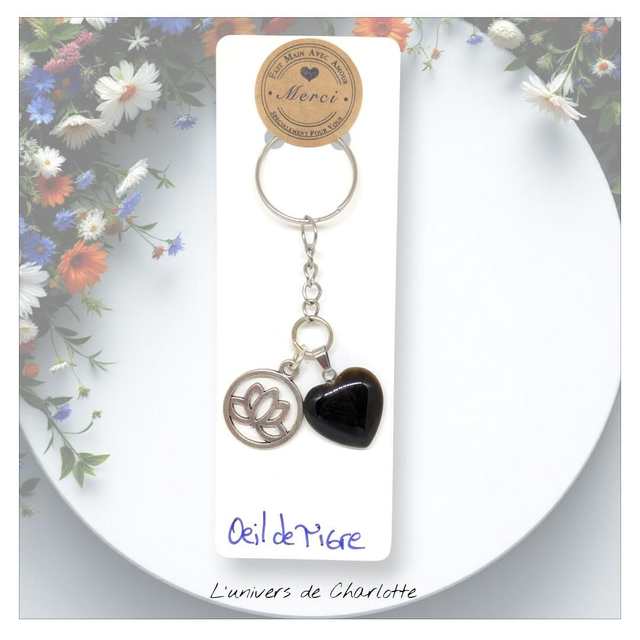 Porte-clés &quot;Œil de tigre&quot; lotus PC-011