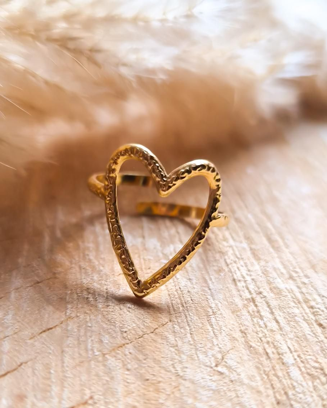 Bague finesse "Coeur vide" - Modèle doré