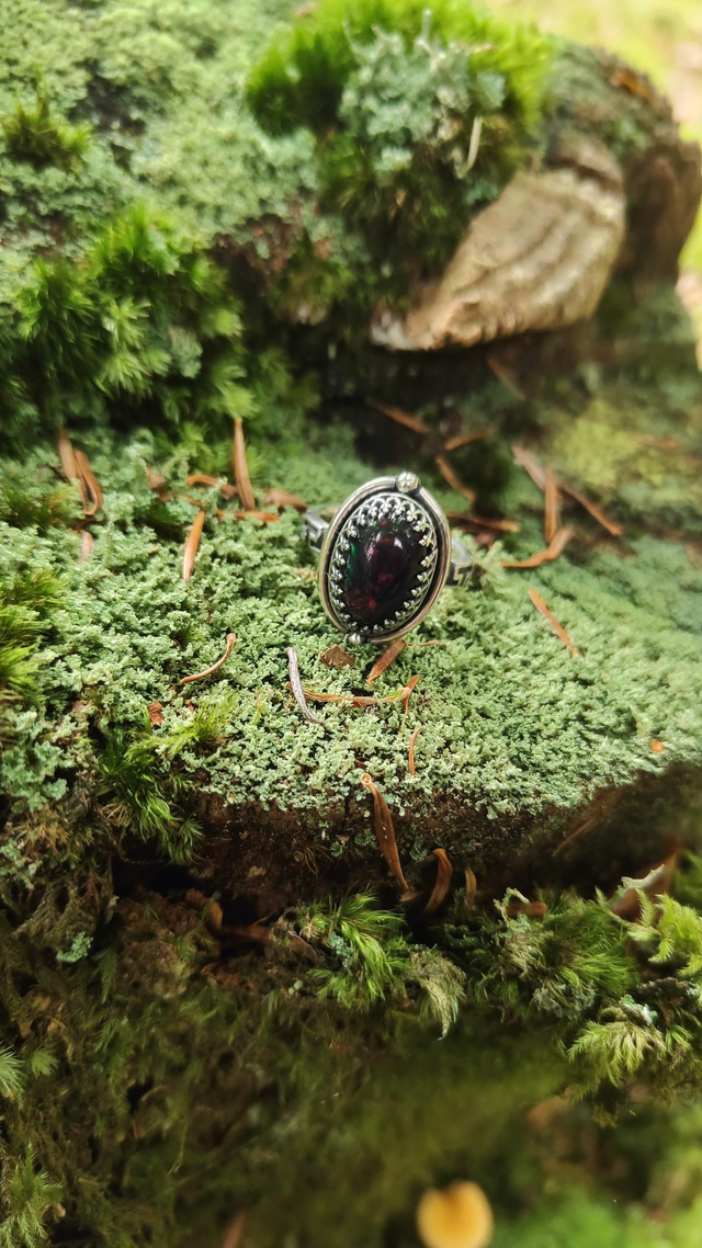 Bague Opale Welo Noire Argent Massif