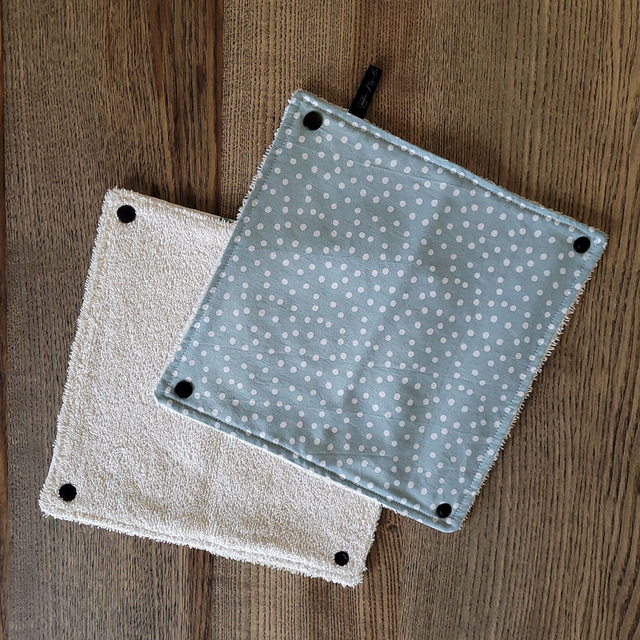 Essuie-tout lavable : vert pois blanc, écru