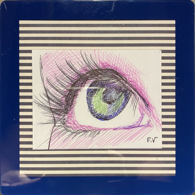 Petit cadre bleu marine Oeil de bic 👁️ 3 couleurs 
