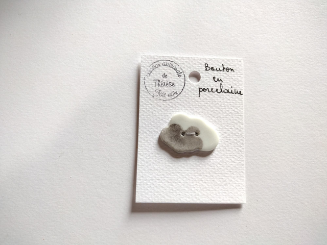Bouton nuage blanc et gris nacré 