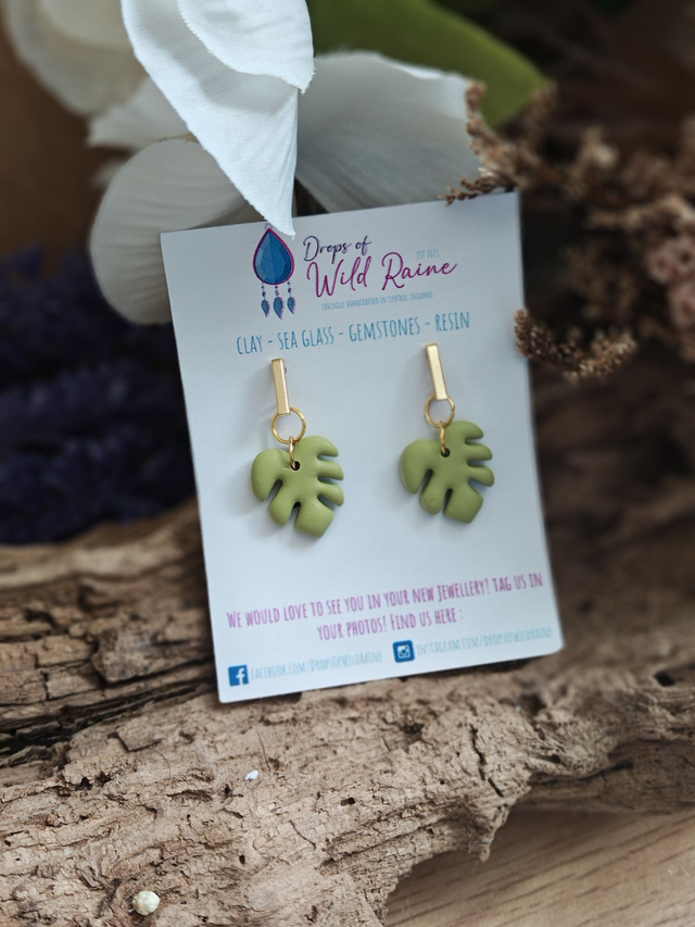 monstera earrings