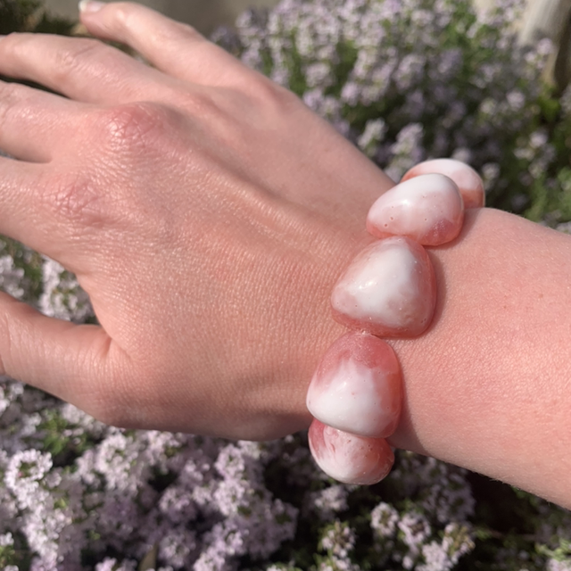 Bracelet Galets - Vieux rose nacré 