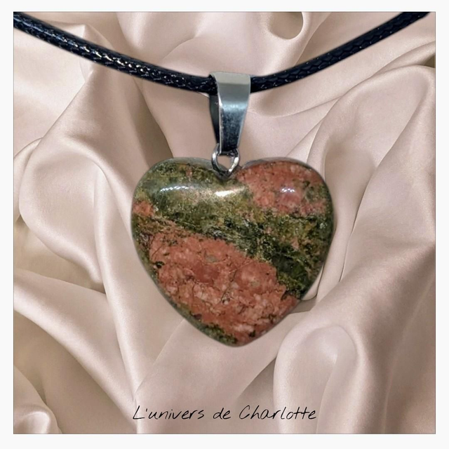 Pendentif "Unakite" coeur PN-322