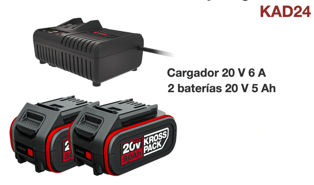 Kit Cargador 6Ah y 2 Baterías 20V  5.0Ah  KRESS    KAD24