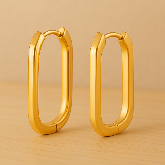 Créoles ovales- acier inoxydables- dorée