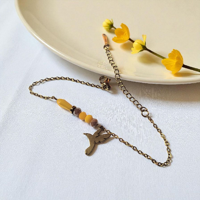 Bracelet acier inoxydable jaune et doré