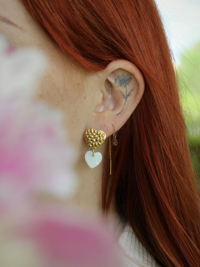 Boucles d’oreilles double cœur 