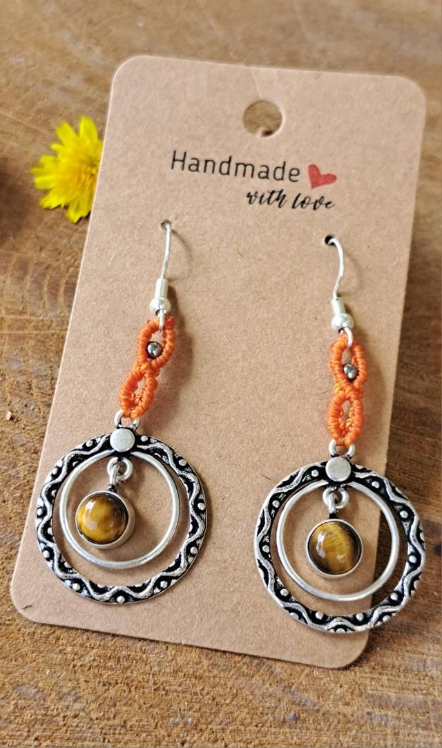 Boucles d'oreilles micro-macramé zig zag