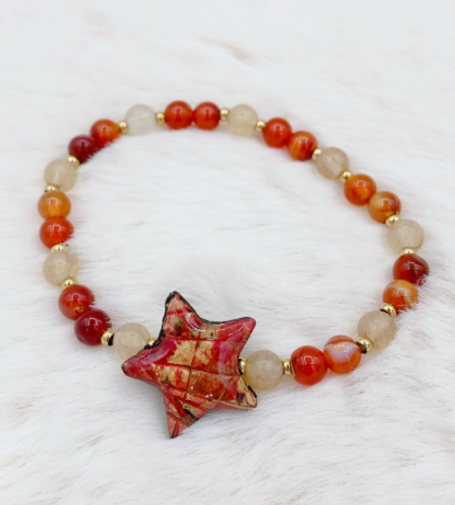 Bracelet "Eclat Naturelle", Pierres Agate de Feu et Citrine
