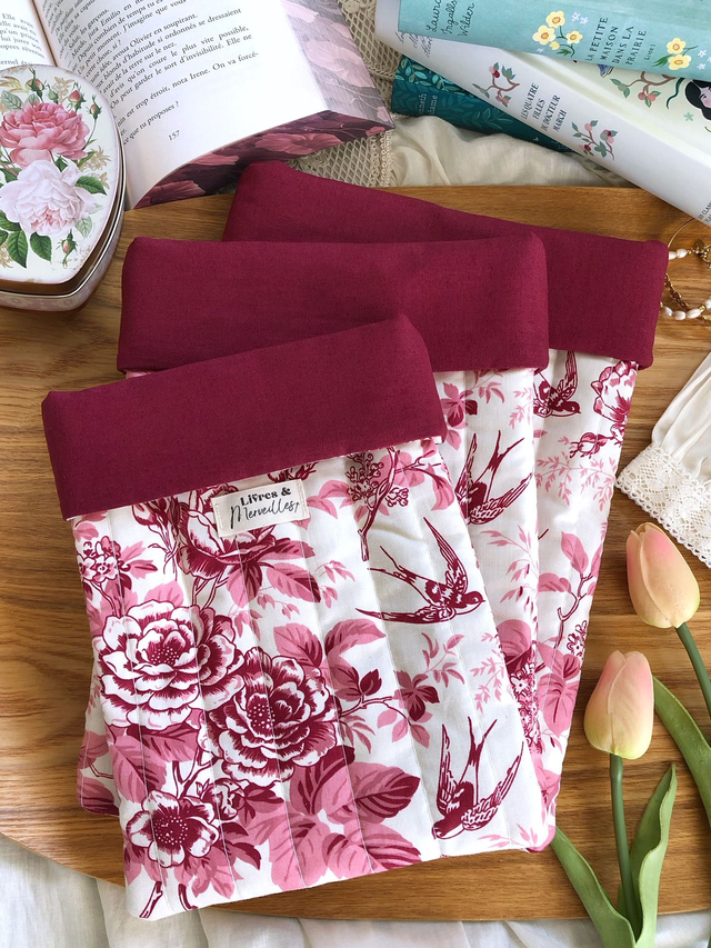 Pochette à livres en coton matelassé Philomèle - rouge