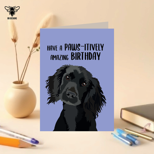 Black Cocker Spaniel - Birthday Card
