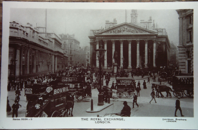 The Royal Exchange, London - Posted 1908 Davidson Brothers London postcard - Our Ref A236