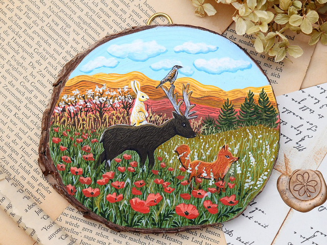 &quot;Wanderlust&quot; wood slice painting