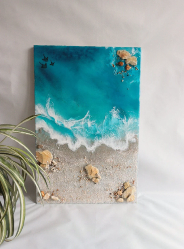 Beach Resin Art with manta rey