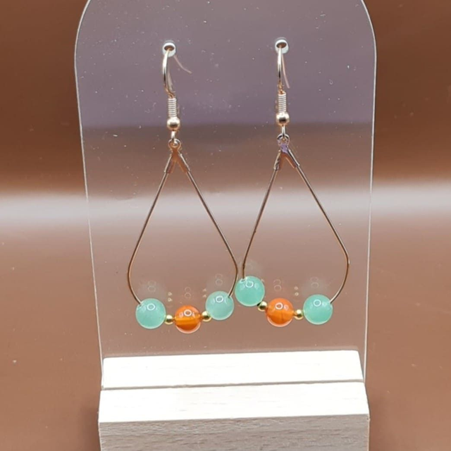 Crochets Aventurine verte - cornaline