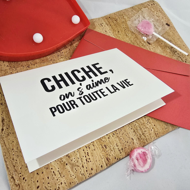 Carte de St.Valentin "Chiche" avec envelloppe rouge