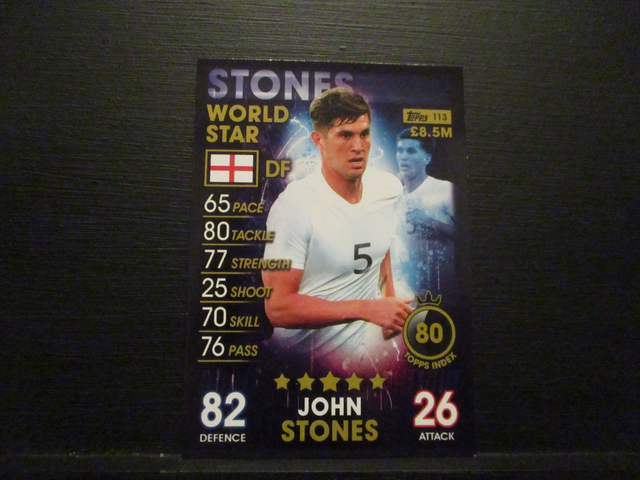 John Stones - World Star Match Attax 101 Original Trading Card