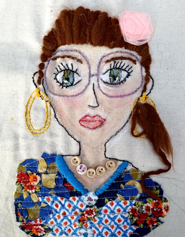 Tableau arts textiles portrait femme 