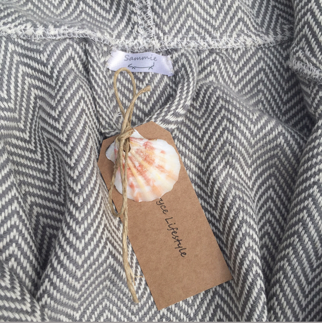 Kinder badjas grijs ecru 3-4 jaar