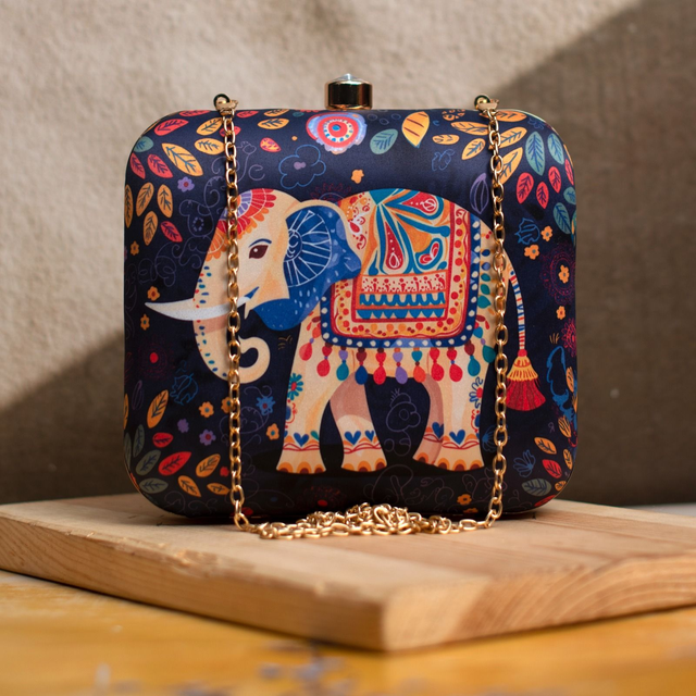 Elephant Design Printed Clutch Bag