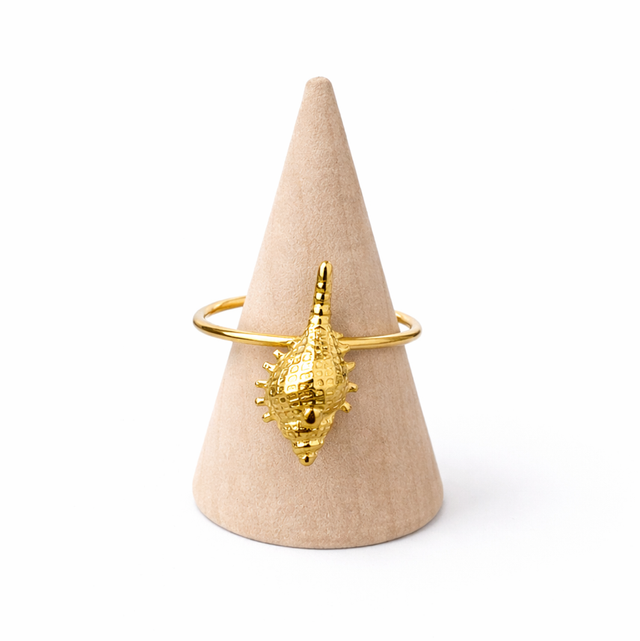 Anillo ajustable acero dorado marino 