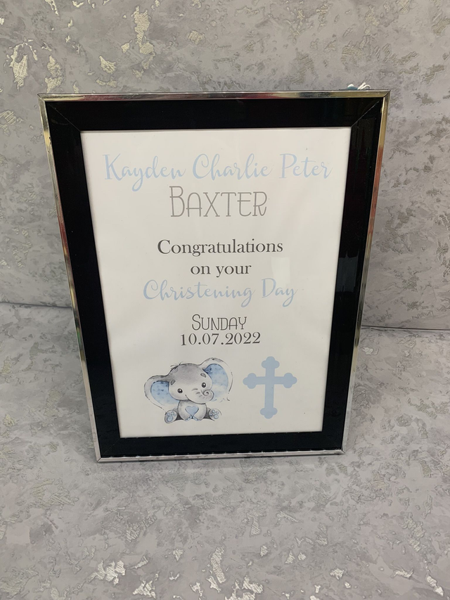 Christening day keepsake gift frame