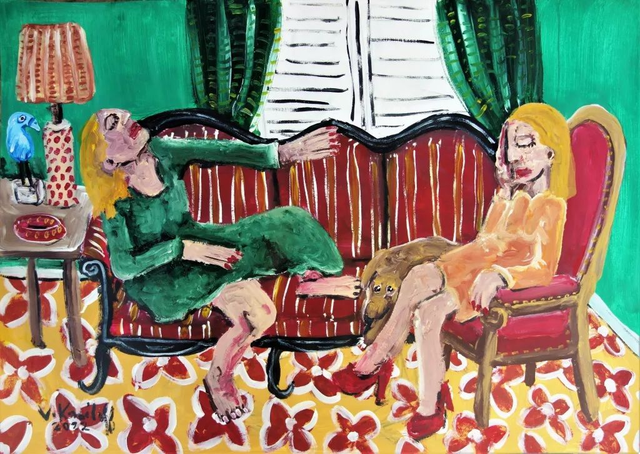 Un salon, l'après-midi