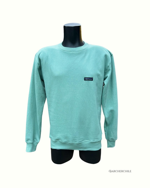 Polerón niño unisex de algodón cuello redondo verde 