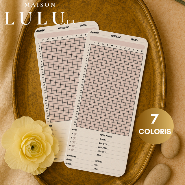 Marque page, Signet suivi lecture annuel et mensuel