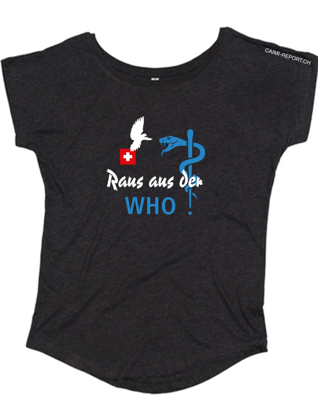 Ladies Shirt, schwarz, «Raus aus der WHO»