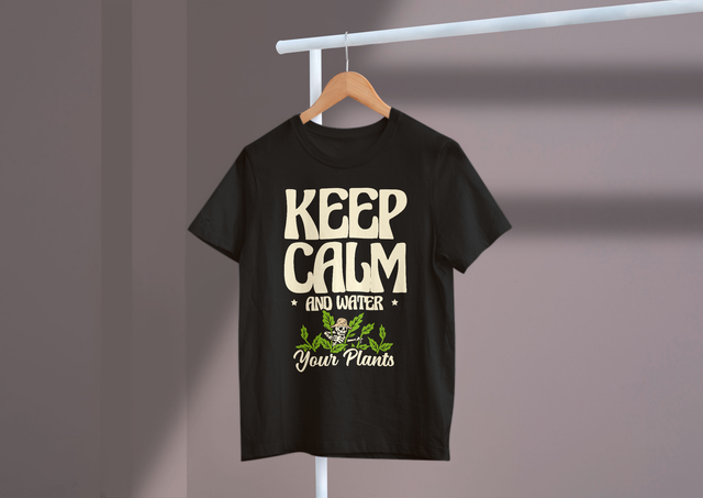 Keep Calm And Water Your Plants Gardening Relaxation Care. Bleiben Sie ruhig und gießen Sie Ihre Pflanzen. Garten- und Entspannungspflege