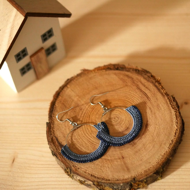 Boucles d'oreilles créoles Bleues 