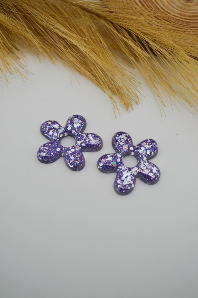 Grandes pampilles à paillettes violettes