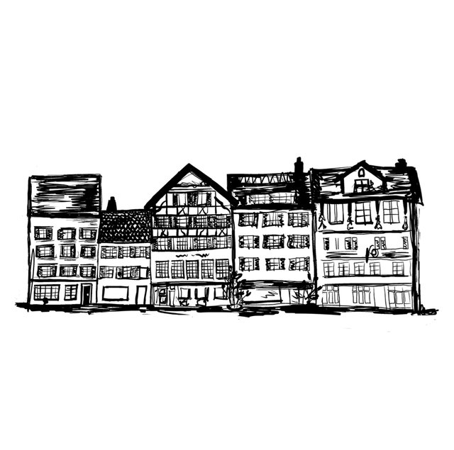 Stempel Häuserzeile 5x11cm