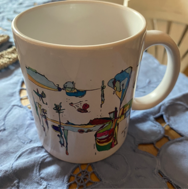 Henkelbecher, Porzellan „Frau Schwebe“