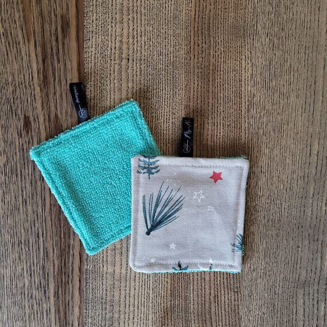 Coton lavable carré : Sapin, vert