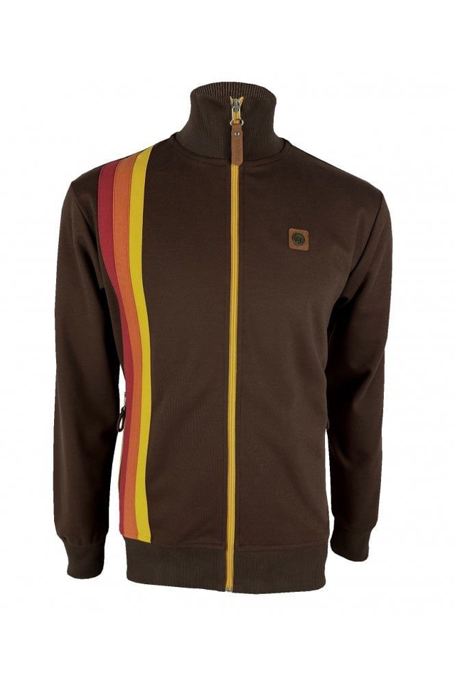 Trojan TR-8901 Racing Stripe Track Top - Chocolate 