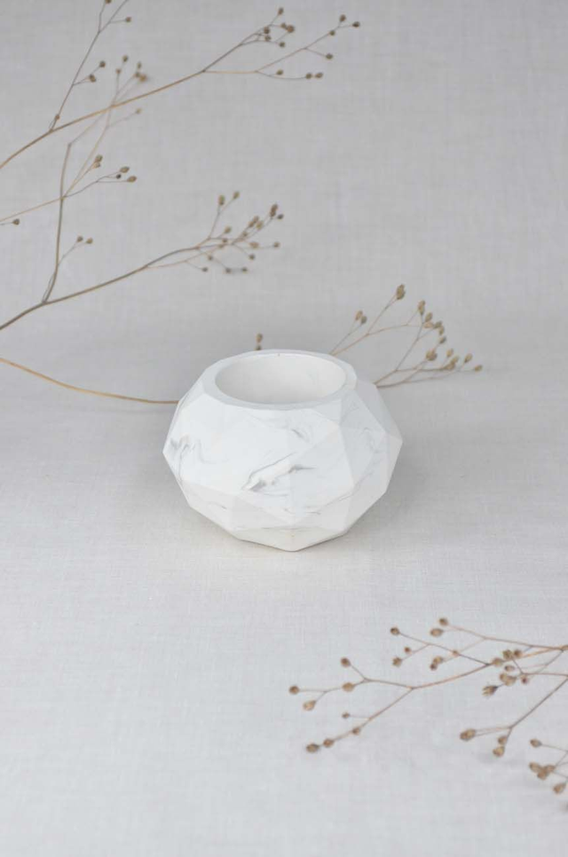 Pot boule : Blanc marbré