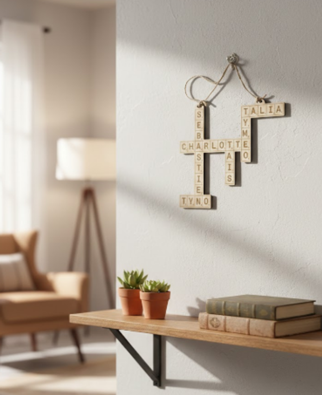 Cadre Scrabble Personnalisé Prénoms Famille – Décoration Murale Bois Sur Mesure – Fabrication Artisanale Sarthe (1)