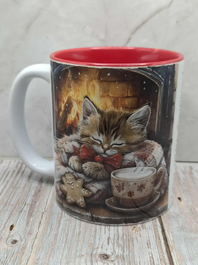 Mug rouge chat personnalisable