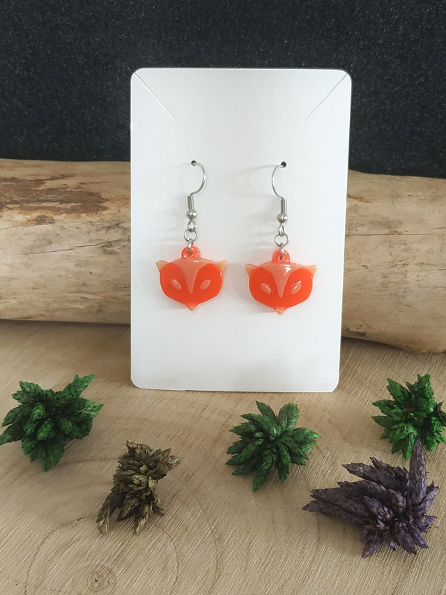 Boucles d'oreilles renard orangé