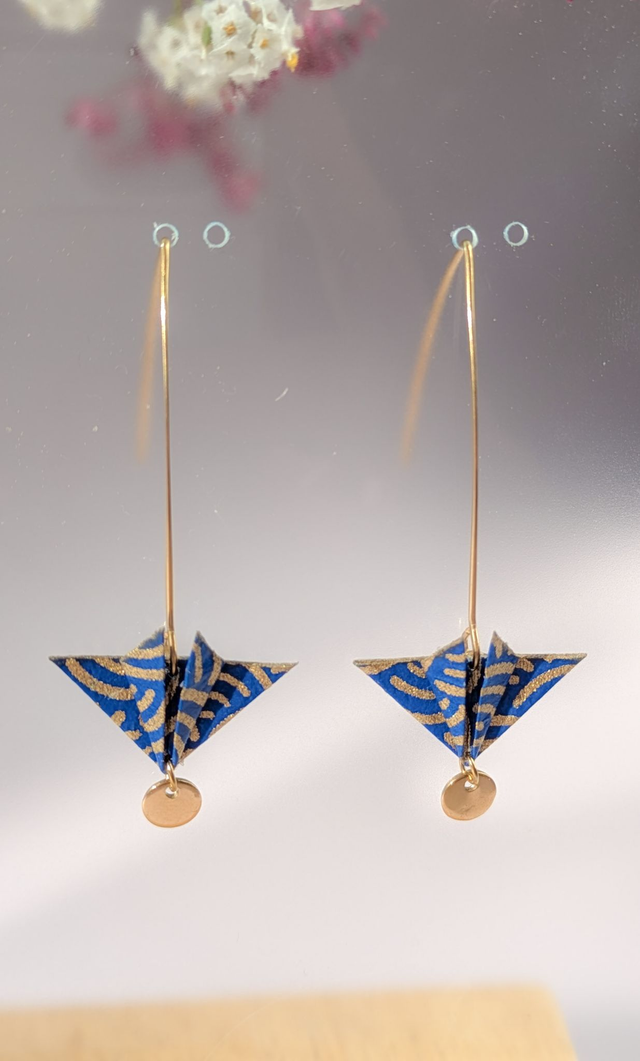 Boucles d'oreilles Balancelle "Parapluie" Bleu vagues