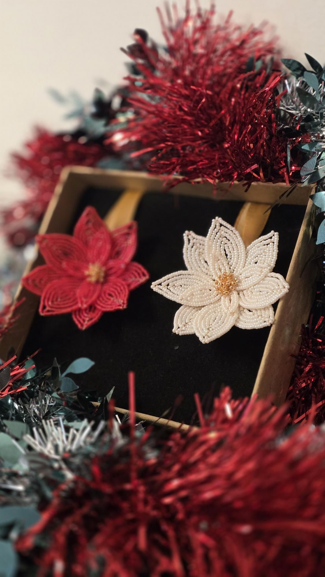 Suspension Poinsettia - White Christmas