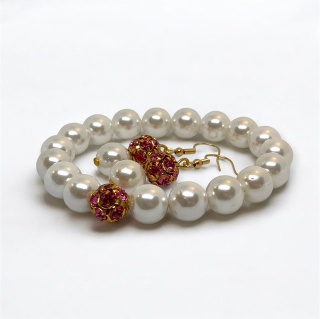 Armband & Ohrringe, Süẞwasserperlen 10 mm