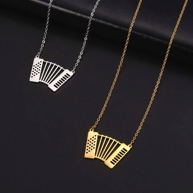 Collier pendentif accordéon, acier, inoxydable