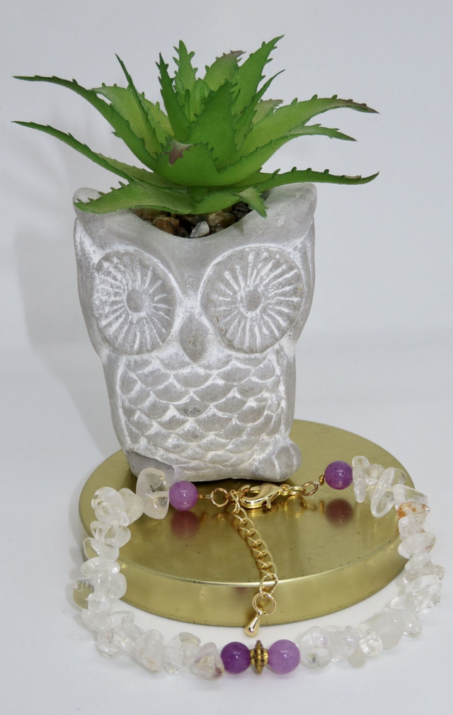 Bracelet en Cristal de roche avec fermoir